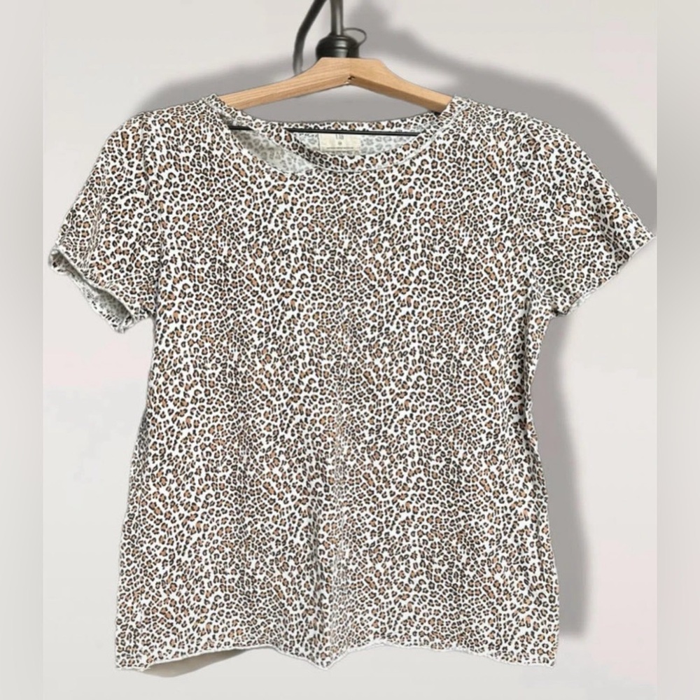 Anthropologie Brown andโ White Animal Print Tee